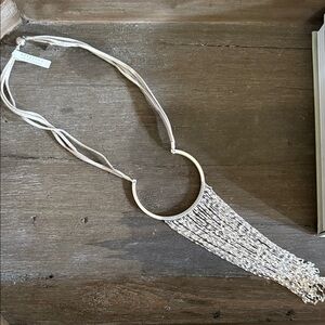 Serefina X Anthropologie Silver & Gray Tassel Necklace